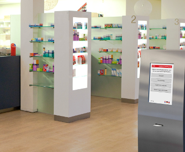q-Poc wachtrij beheer dispenser scherm